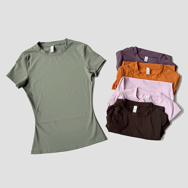 Women Yoga Top Seamless Sport T Shirts Fitness Clothes Short Sleeve Yoga Shirt Gym Top Running Active Wear Quick Pick Grocers